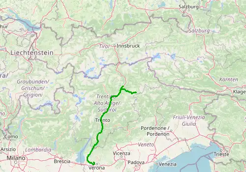 Route map Verona Villafranca Airport - Corvara, Alto Adige, 228 km, approx. 169 min