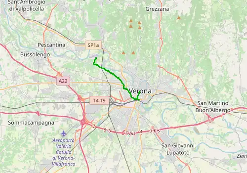 Route map Verona Villafranca Airport - Verona, 9 km, approx. 16 min