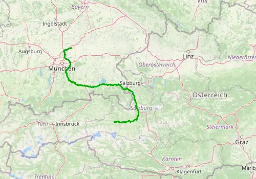 Route map Munich Airport - Zell am See, 273 km, approx. 179 min