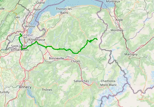 Route map Geneva Airport - Avoriaz, 90 km, approx. 104 min