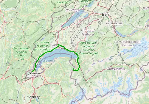 Route map Geneva Airport - Chatel, 134 km, approx. 101 min