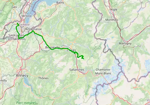Route map Geneva Airport - Flaine Grand Massif, 89 km, approx. 79 min
