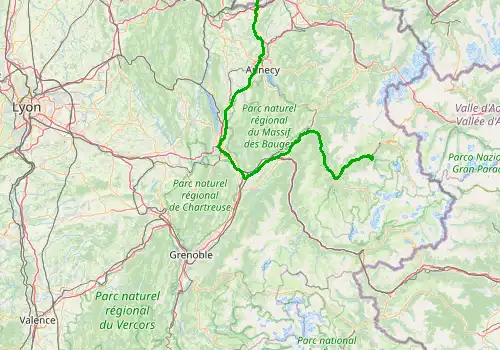 Route map Geneva Airport - Les Coches, 193 km, approx. 142 min