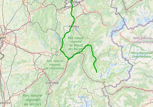 Route map Geneva Airport - Les Menuires, 193 km, approx. 139 min