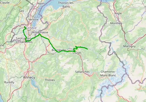 Route map Geneva Airport - Morillon, 76 km, approx. 70 min