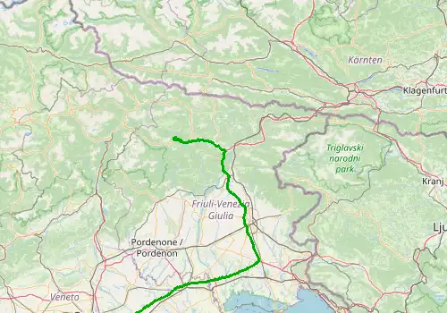 Route map Treviso Airport - Cortina d Ampezzo, Veneto, 197 km, approx. 145 min