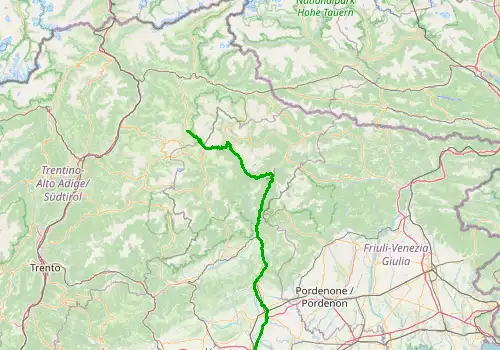 Route map Treviso Airport - La Villa, 171 km, approx. 160 min
