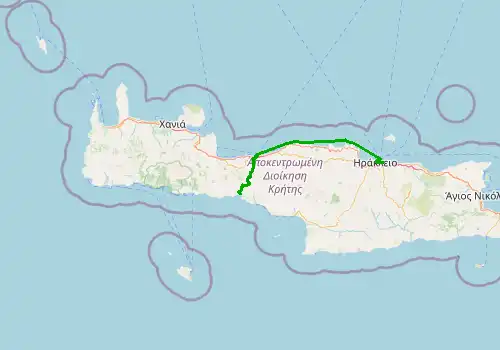 Route map Heraklion Airport - Plakias, Island of Crete, 103 km, approx. 118 min