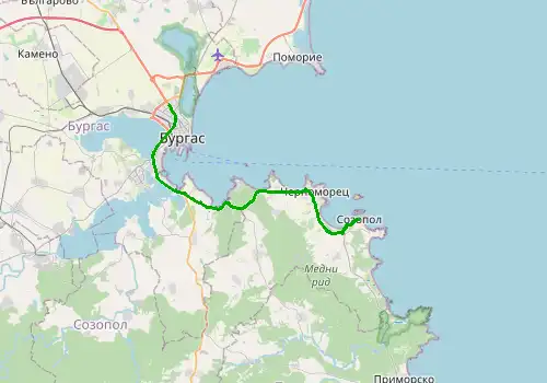 Route map Burgas Airport - Sozopol, 36 km, approx. 40 min