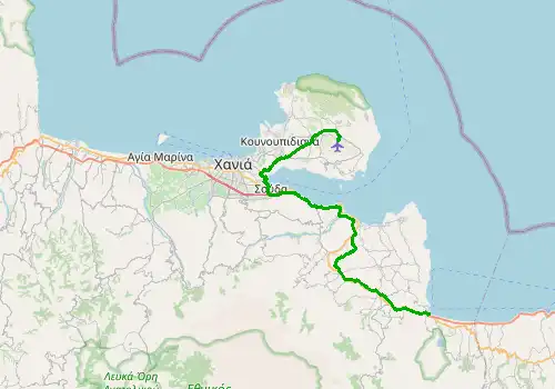 Route map Chania Airport - Georgioupoli, Island of Crete, 48 km, approx. 58 min