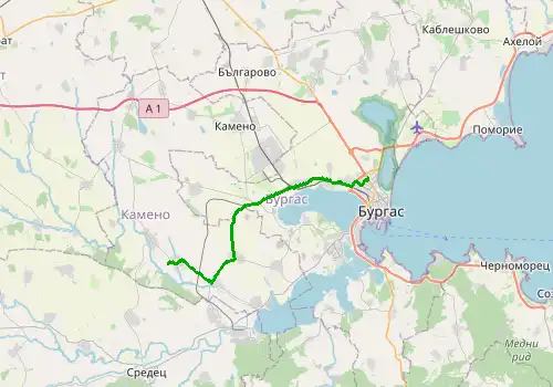 Route map Burgas Airport - Bourgas, 29 km, approx. 39 min