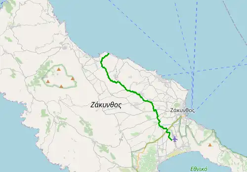 Route map Zakynthos Airport - Alykanas, Zakynthos, 17 km, approx. 20 min
