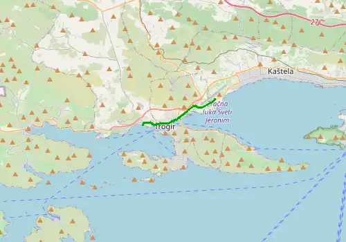 Route map Split Airport - Marina Baotic, Seget Donji, 7 km, approx. 11 min