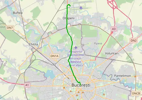 Route map Bucharest Otopeni Airport - Bucharest, 17 km, approx. 26 min