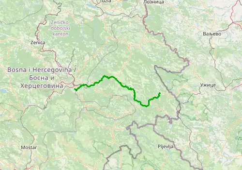 Route map Sarajevo Airport - Visegrad, 124 km, approx. 147 min