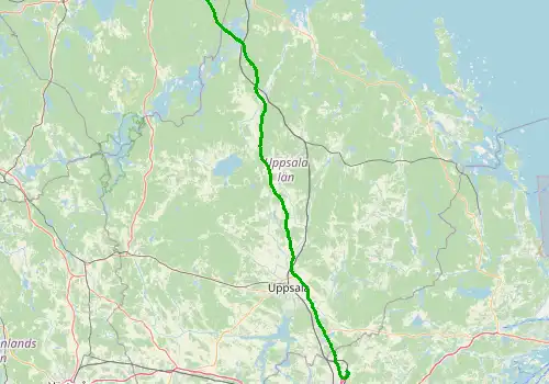 Route map Stockholm Arlanda Airport - Gavle, 138 km, approx. 86 min