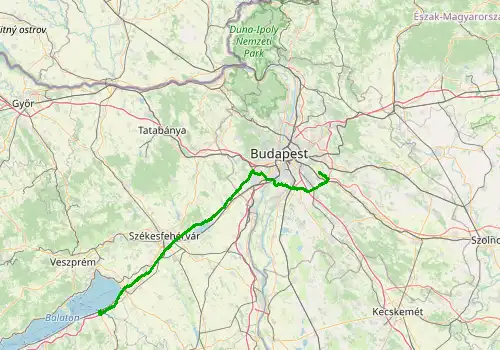 Route map Budapest Airport - Siofok, 135 km, approx. 85 min
