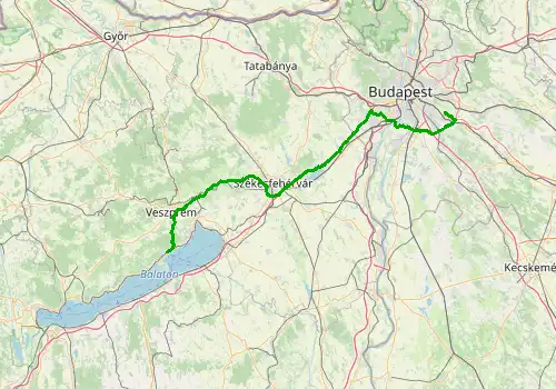 Route map Budapest Airport - Balatonfured, 159 km, approx. 113 min