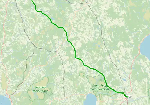 Route map Tallinn Airport - Tartu, 181 km, approx. 141 min