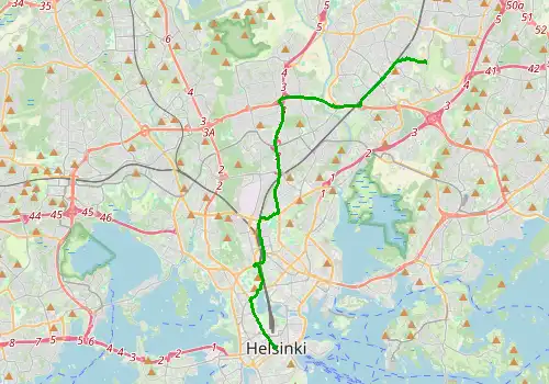 Route map Helsinki Airport - Helsinki, 16 km, approx. 35 min