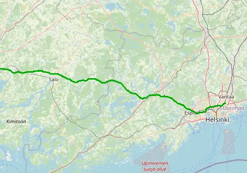 Route map Helsinki Airport - Turku, 171 km, approx. 122 min
