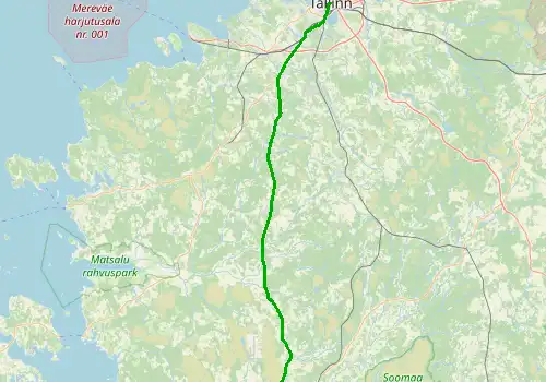 Route map Tallinn Airport - Parnu, 129 km, approx. 117 min