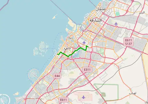 Route map Dubai Airport (DXB) - Jumeirah, 20 km, approx. 24 min