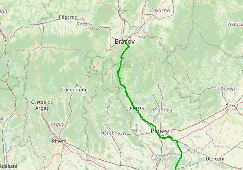 Route map Bucharest Otopeni Airport - Brasov, 177 km, approx. 172 min