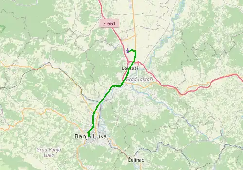 Route map Banja Luka Airport - Banja Luka, 26 km, approx. 36 min