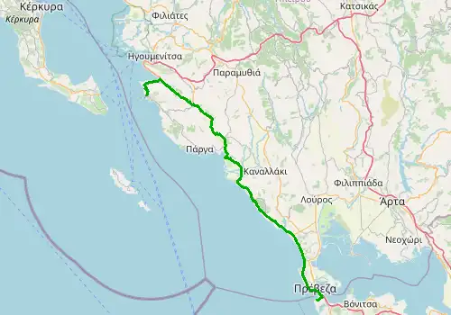 Route map Lefkada Preveza Airport - Sivota, Lefkada, 93 km, approx. 92 min