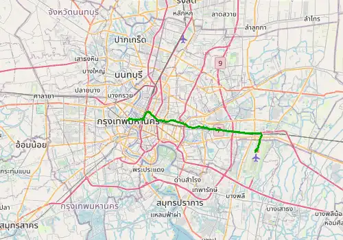 Route map Bangkok Suvarnabhumi Airport (BKK) - Bangkok, 37 km, approx. 34 min