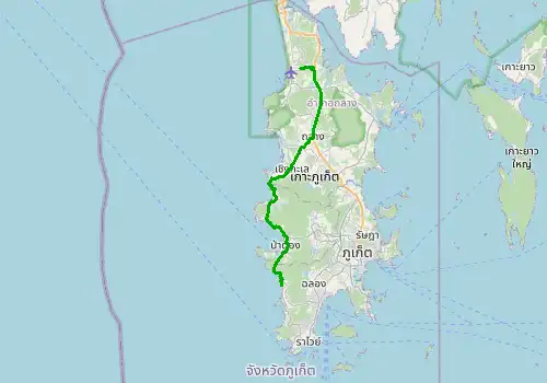 Route map Phuket Airport (HKT) - Karon Beach, Phuket Island, 43 km, approx. 53 min