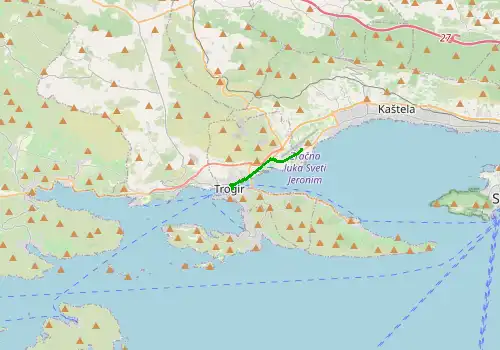 Route map Split Airport - Marina ACI Trogir, 5 km, approx. 9 min