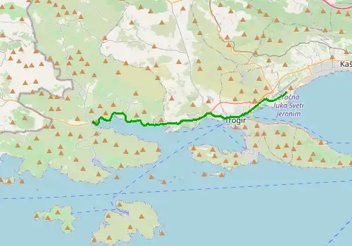 Route map Split Airport - Marina Kastela, 18 km, approx. 26 min